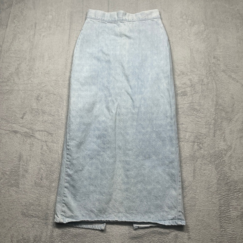 Eber San Francisco Denim Maxi Skirt Women Light Blue Vintage 90s Made In USA 7